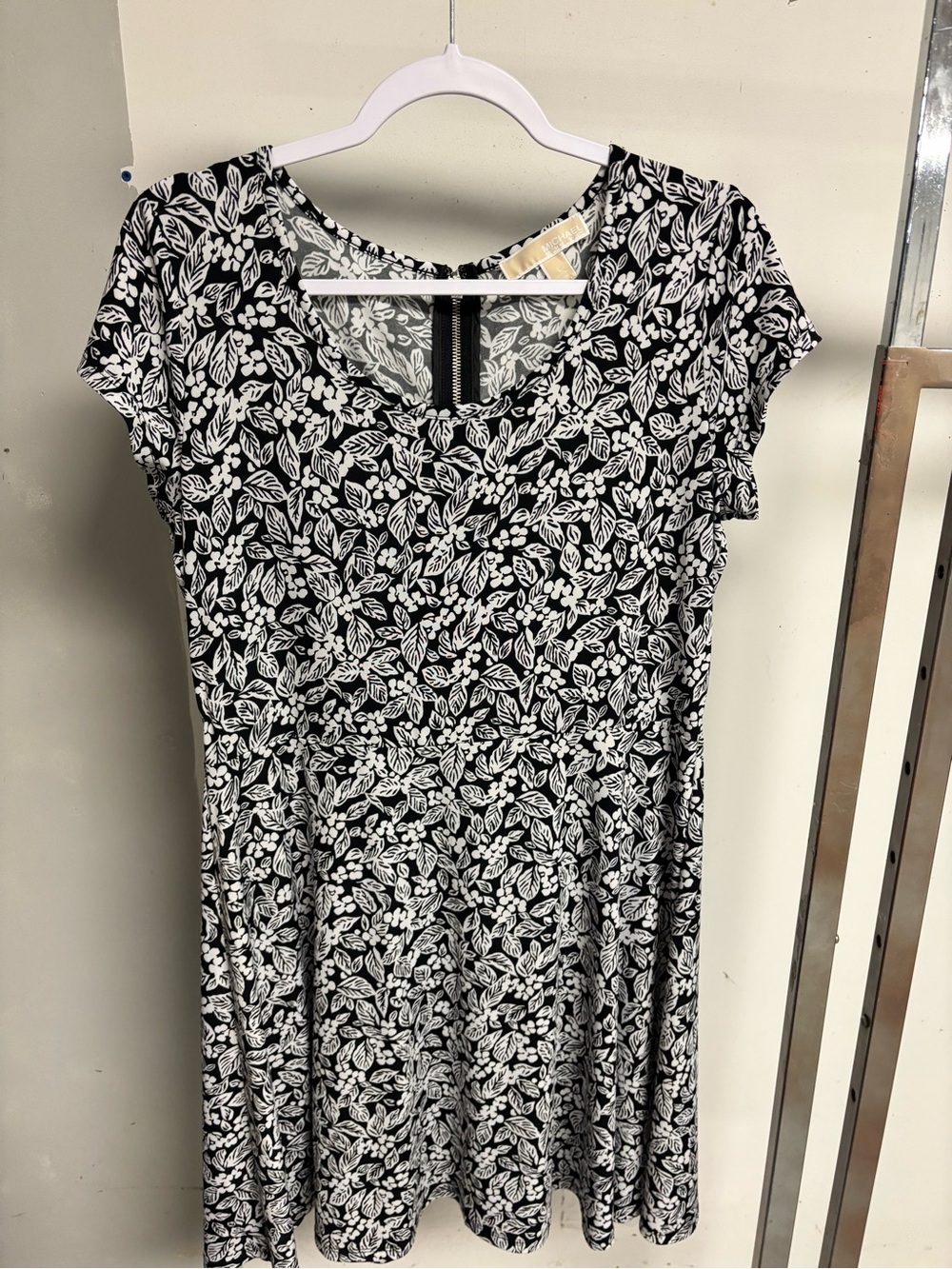 Michael Kors Black and White Floral Fit-and-Flare Dress